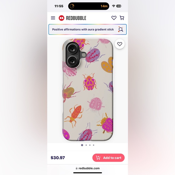Redbubble Bug Pattern Phone Case iPhone 16 Pro brand new / ordered wrong case - Picture 1 of 6